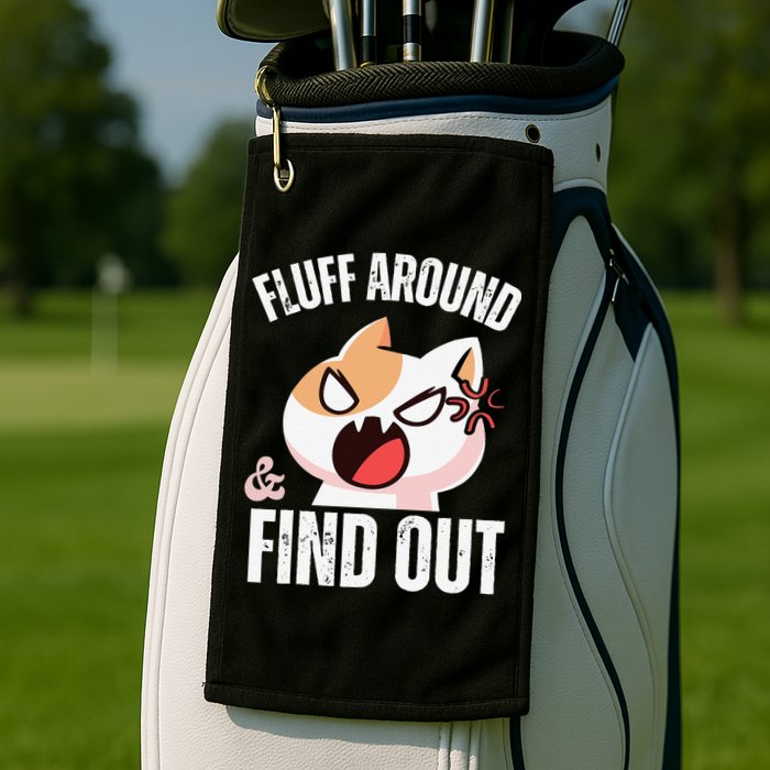 Fluff Around And Find Out Funny Sarcastic Cat Lady Golf Towel