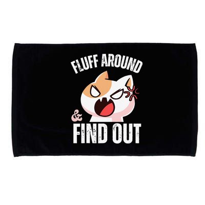 Fluff Around And Find Out Funny Sarcastic Cat Lady Microfiber Hand Towel
