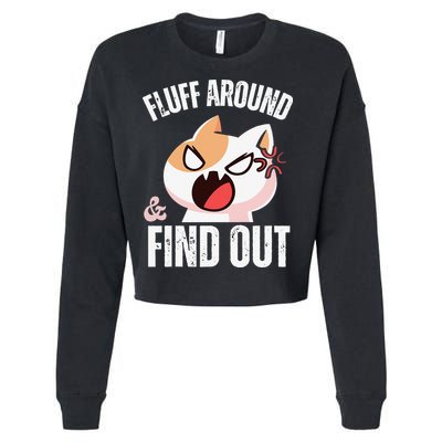 Fluff Around And Find Out Funny Sarcastic Cat Lady Cropped Pullover Crew
