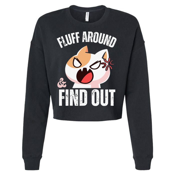 Fluff Around And Find Out Funny Sarcastic Cat Lady Cropped Pullover Crew