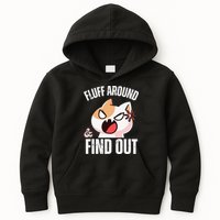 Fluff Around And Find Out Funny Sarcastic Cat Lady Kids Hoodie