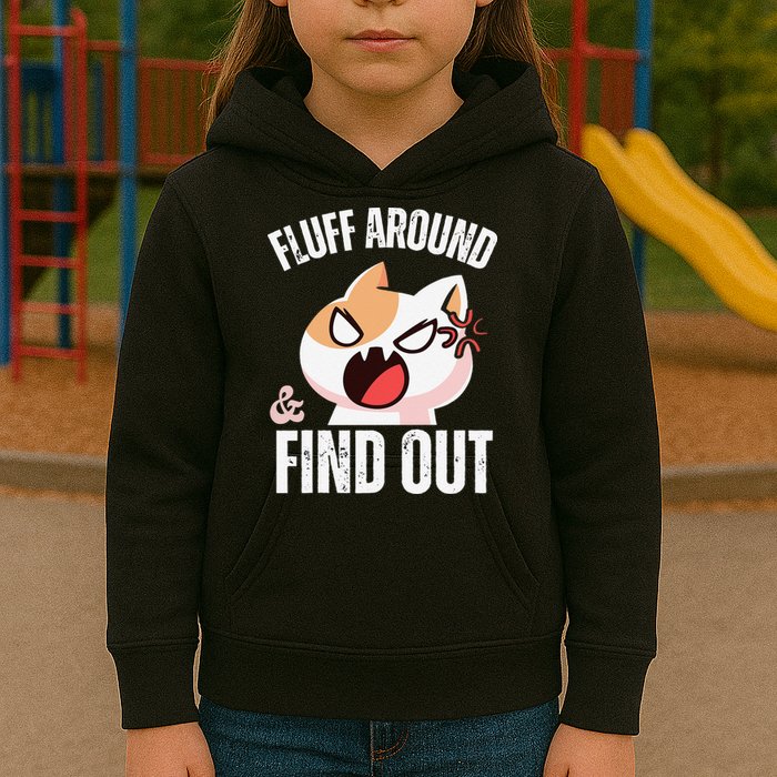 Fluff Around And Find Out Funny Sarcastic Cat Lady Kids Hoodie