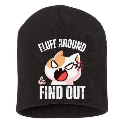 Fluff Around And Find Out Funny Sarcastic Cat Lady Short Acrylic Beanie