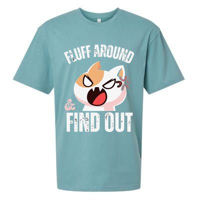 Fluff Around And Find Out Funny Sarcastic Cat Lady Sueded Cloud Jersey T-Shirt
