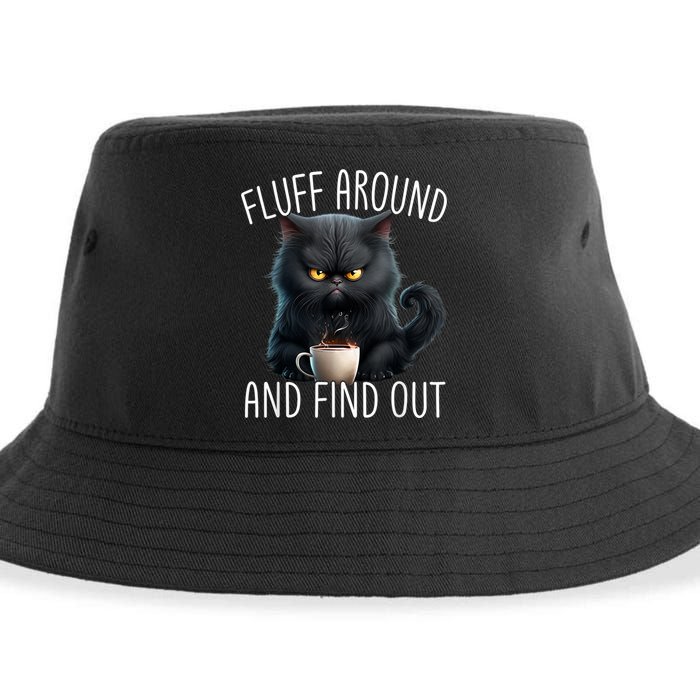Fluff Around And Find Out Funny Cat Adult Humor Sustainable Bucket Hat