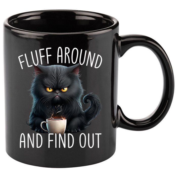 Fluff Around And Find Out Funny Cat Adult Humor 11oz C Handle Ceramic Mug