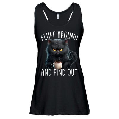 Fluff Around And Find Out Funny Cat Adult Humor Ladies Essential Flowy Tank