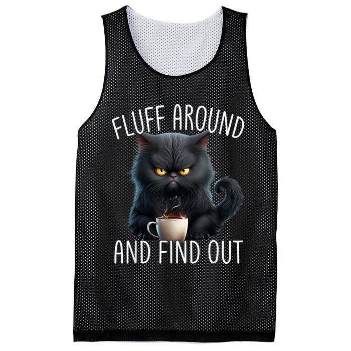 Fluff Around And Find Out Funny Cat Adult Humor Mesh Reversible Basketball Jersey Tank