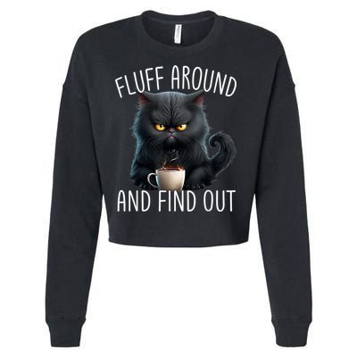 Fluff Around And Find Out Funny Cat Adult Humor Cropped Pullover Crew