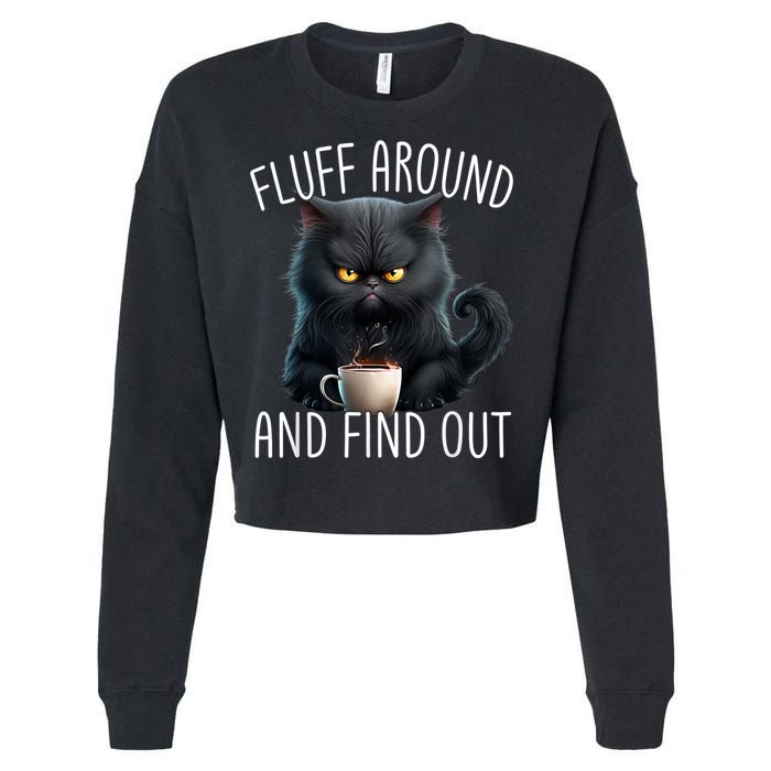 Fluff Around And Find Out Funny Cat Adult Humor Cropped Pullover Crew