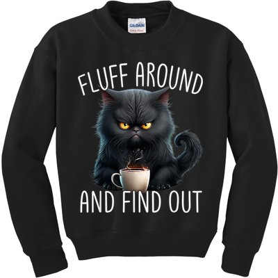 Fluff Around And Find Out Funny Cat Adult Humor Kids Sweatshirt