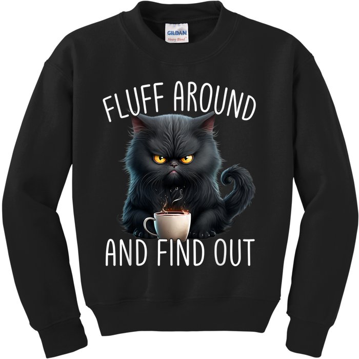 Fluff Around And Find Out Funny Cat Adult Humor Kids Sweatshirt