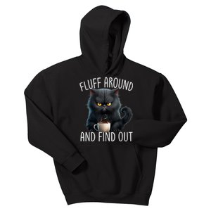 Fluff Around And Find Out Funny Cat Adult Humor Kids Hoodie