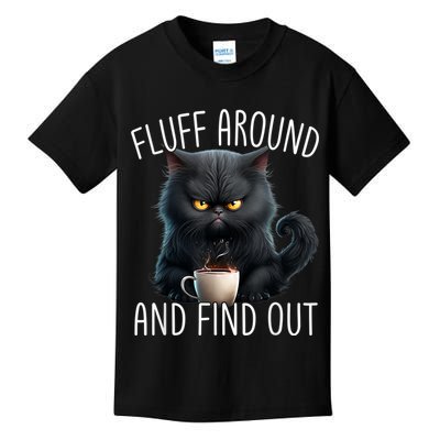 Fluff Around And Find Out Funny Cat Adult Humor Kids T-Shirt