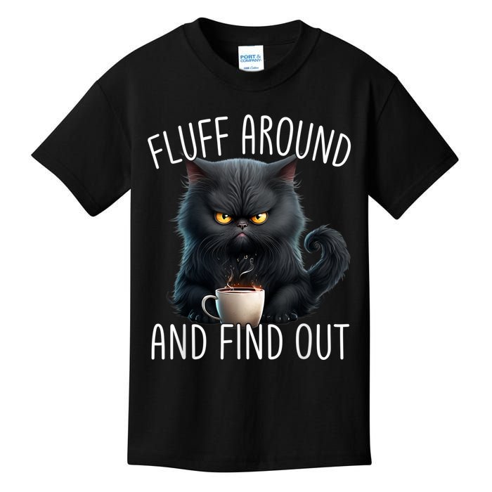 Fluff Around And Find Out Funny Cat Adult Humor Kids T-Shirt