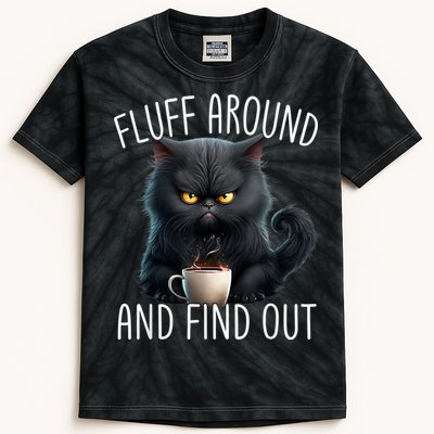 Fluff Around And Find Out Funny Cat Adult Humor Kids Tie-Dye T-Shirt