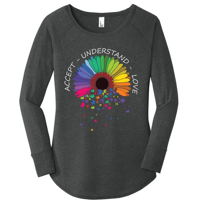 Floral Autism Awareness Flower For Mom Women's Perfect Tri Tunic Long Sleeve Shirt