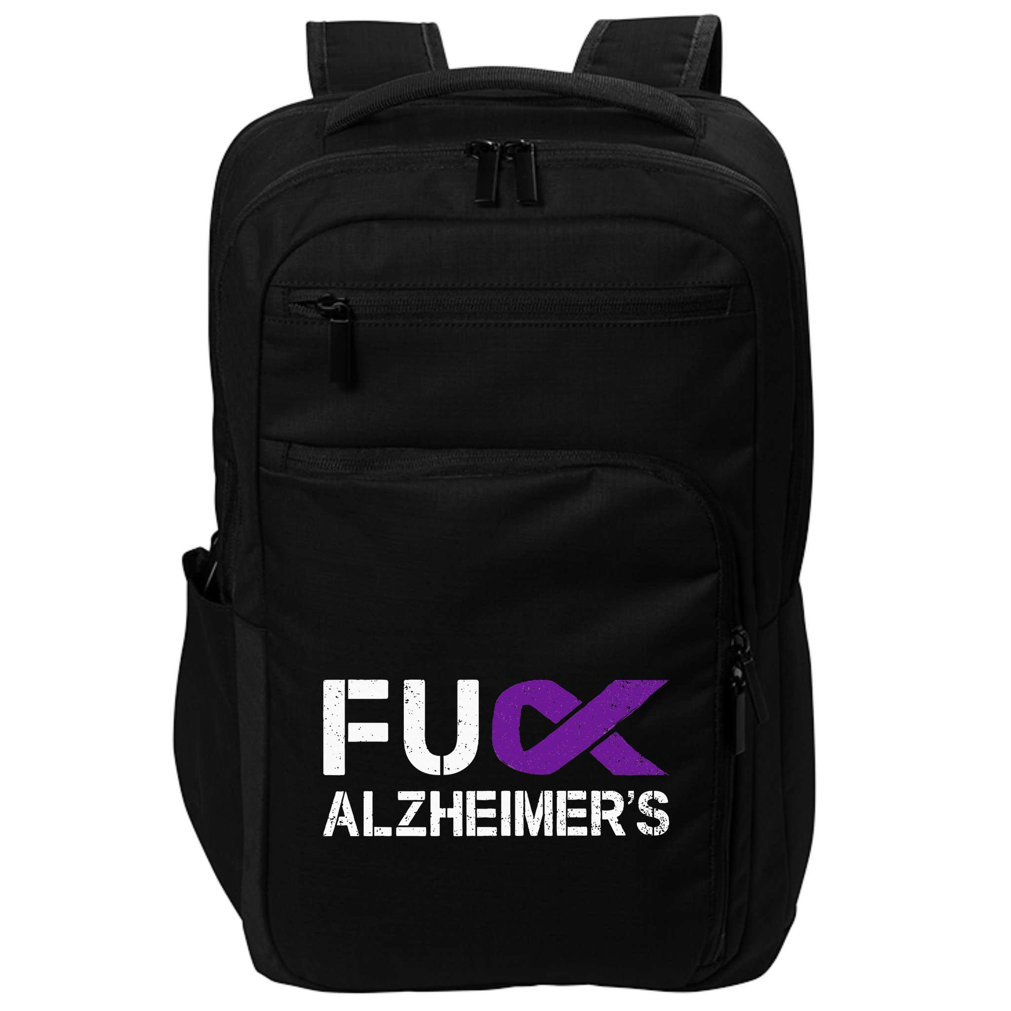Fuck Alzheimers Awareness Month Purple Ribbon Fighter Impact Tech Backpack