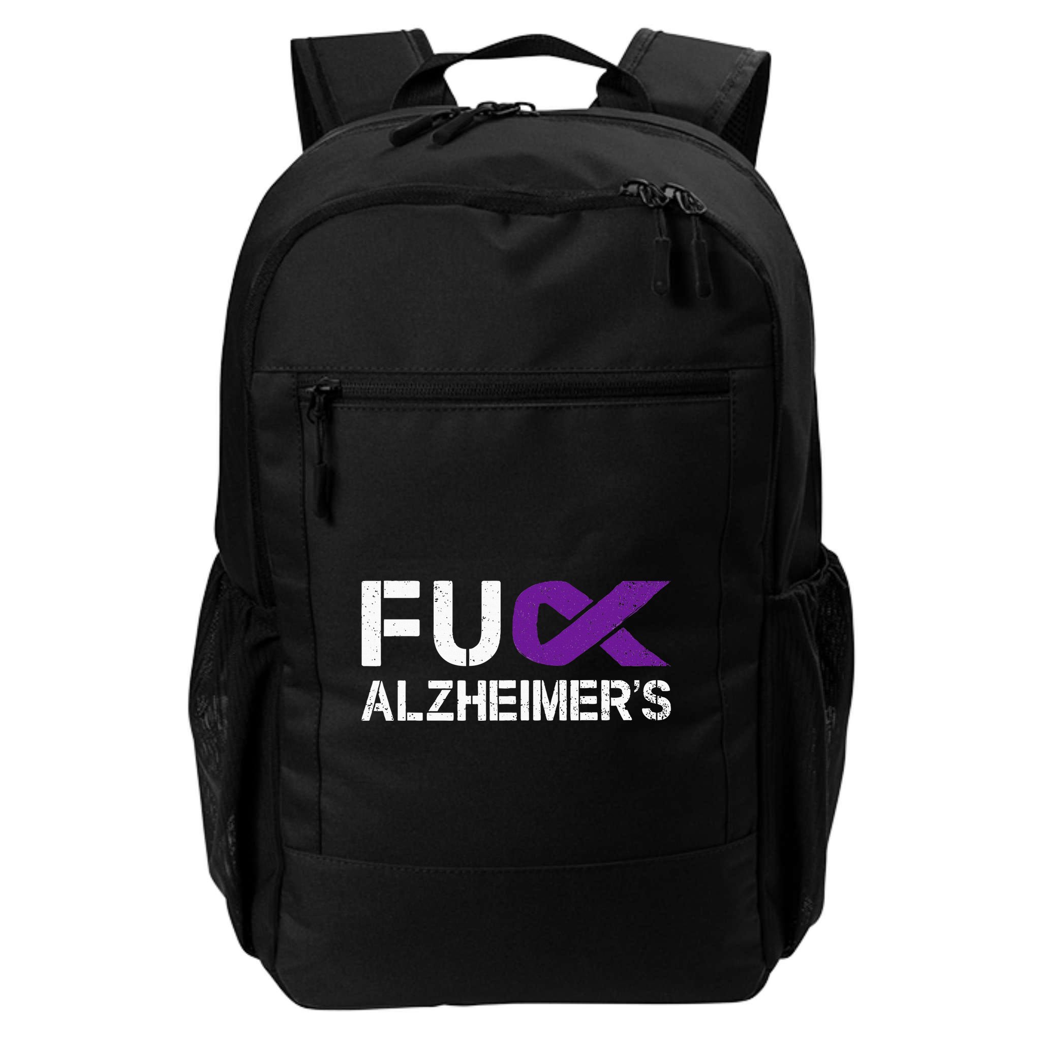 Fuck Alzheimers Awareness Month Purple Ribbon Fighter Backpack