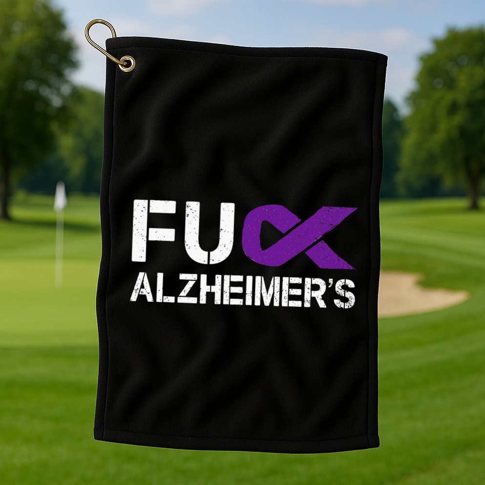 Fuck Alzheimers Awareness Month Purple Ribbon Fighter Golf Towel