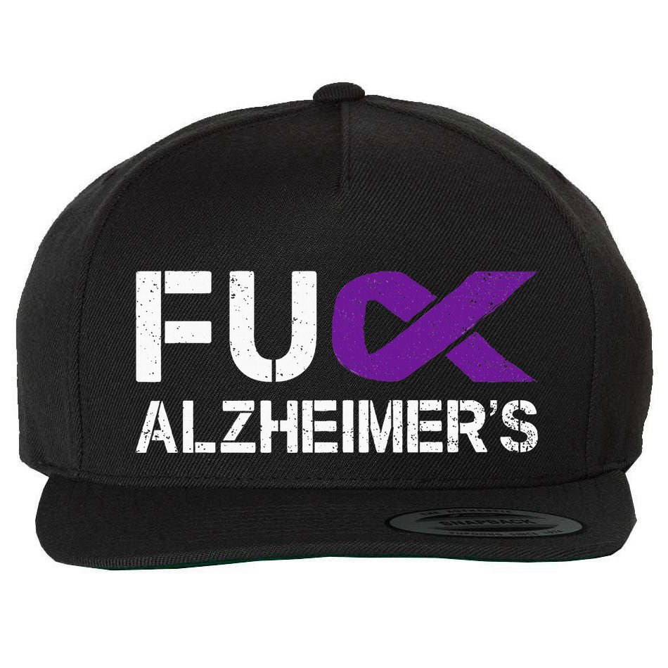 Fuck Alzheimers Awareness Month Purple Ribbon Fighter Wool Snapback Cap