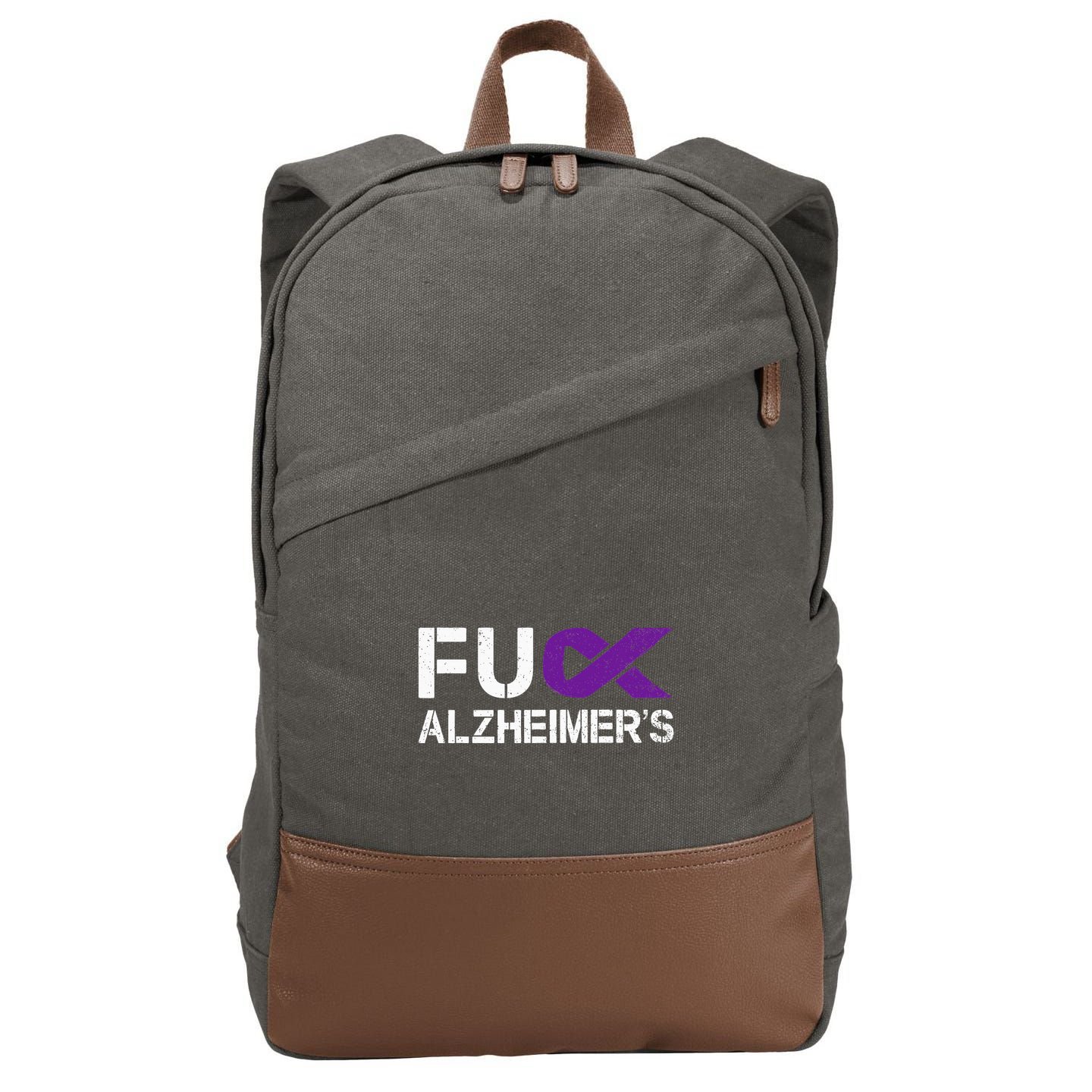 Fuck Alzheimers Awareness Month Purple Ribbon Fighter Cotton Canvas Backpack