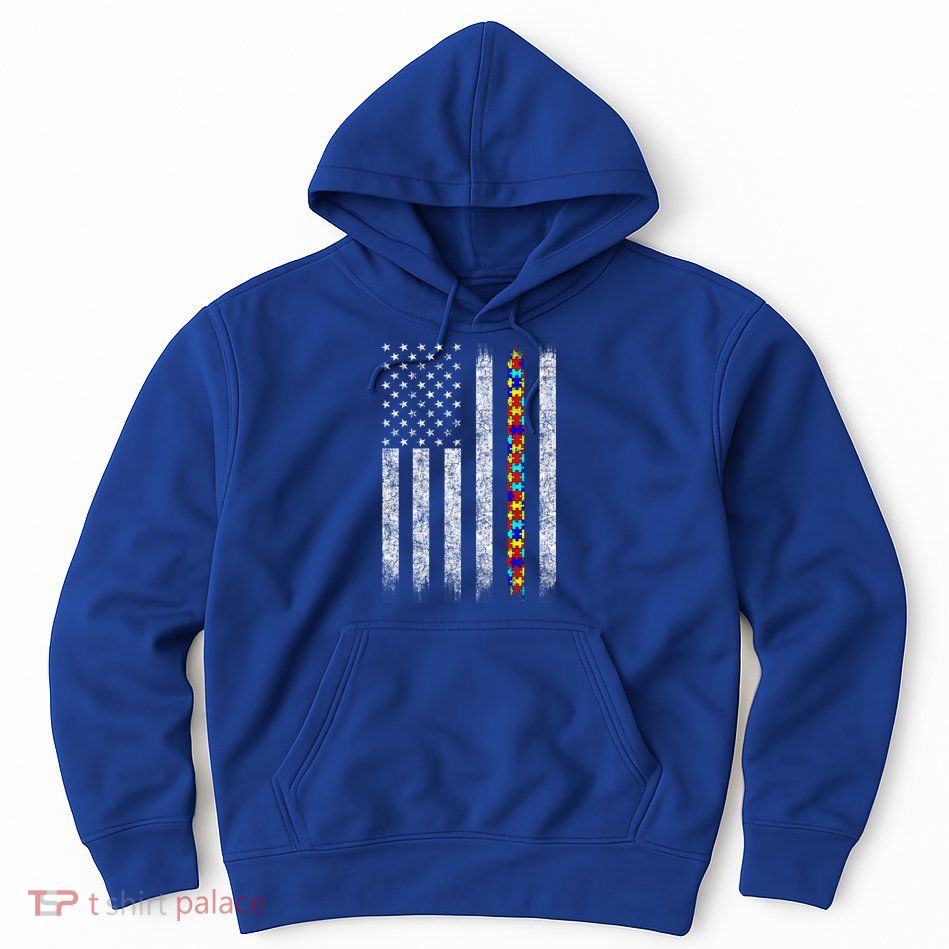 Funny Autism Awareness American Flag Gift Hoodie
