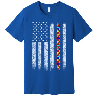 Funny Autism Awareness American Flag Gift Premium T-Shirt