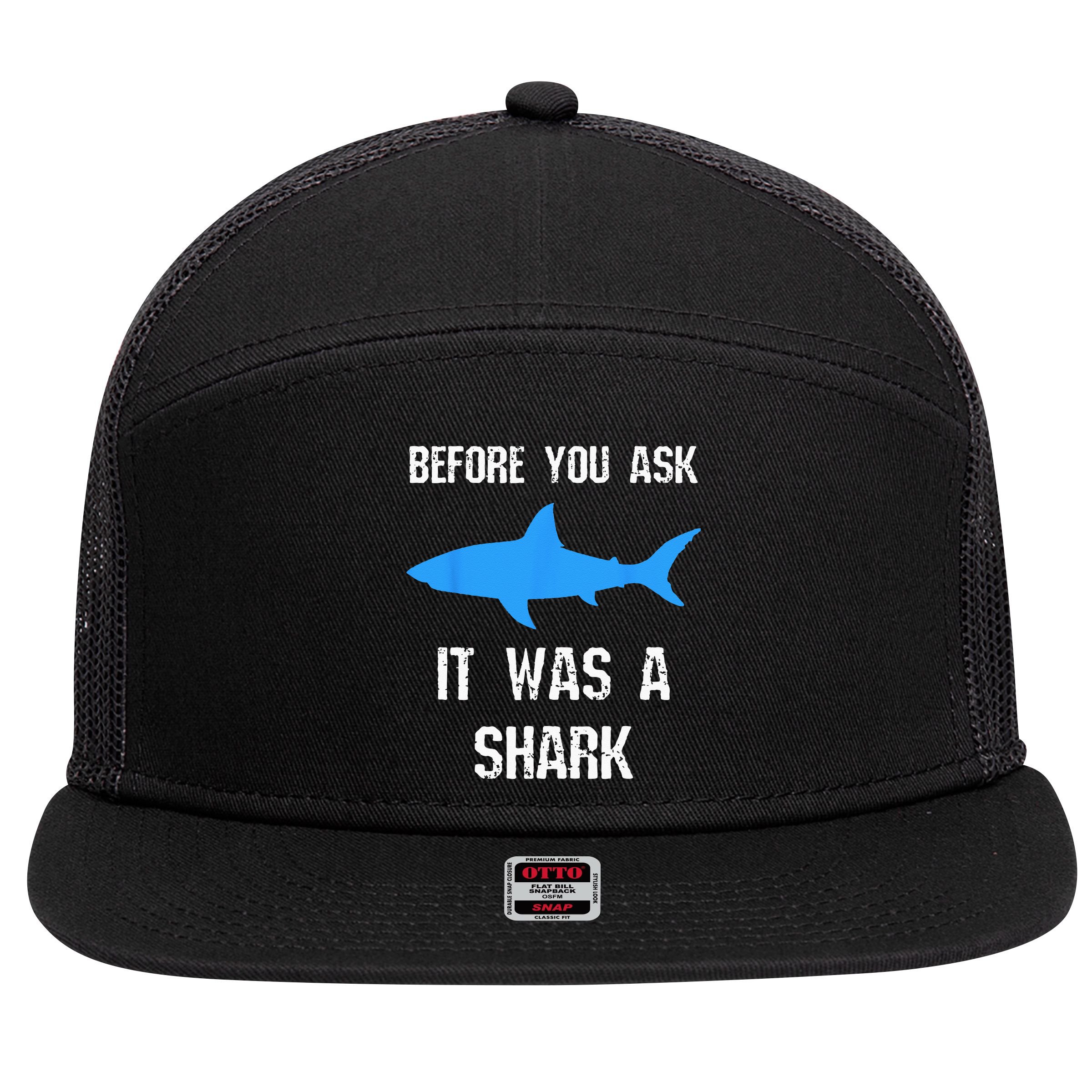 Funny Amputee Amputation Surgery Shark Humor 7 Panel Mesh Trucker Snapback Hat