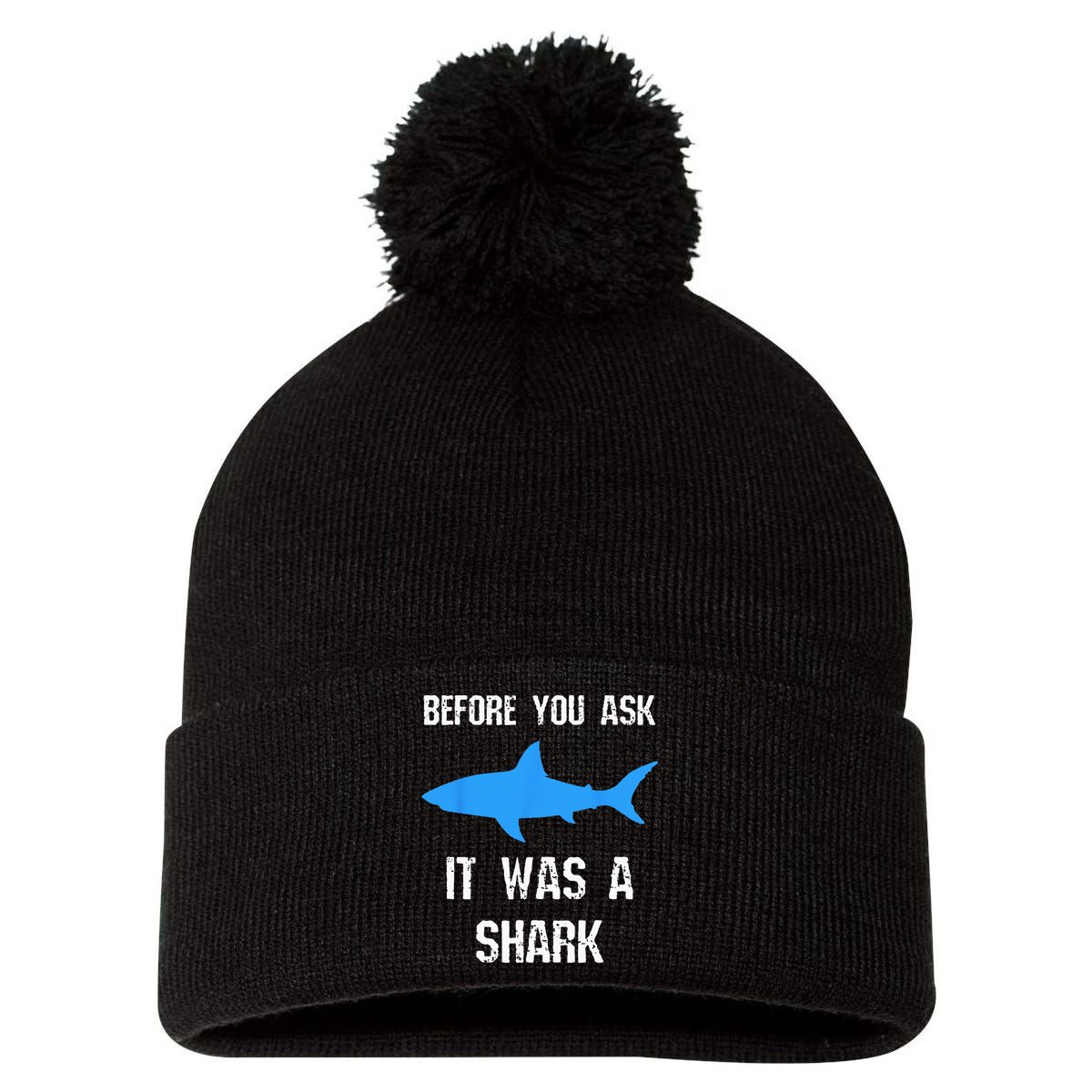 Funny Amputee Amputation Surgery Shark Humor Pom Pom 12in Knit Beanie