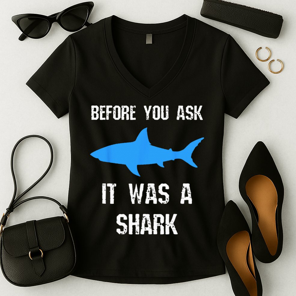 Funny Amputee Amputation Surgery Shark Humor Women's V-Neck T-Shirt