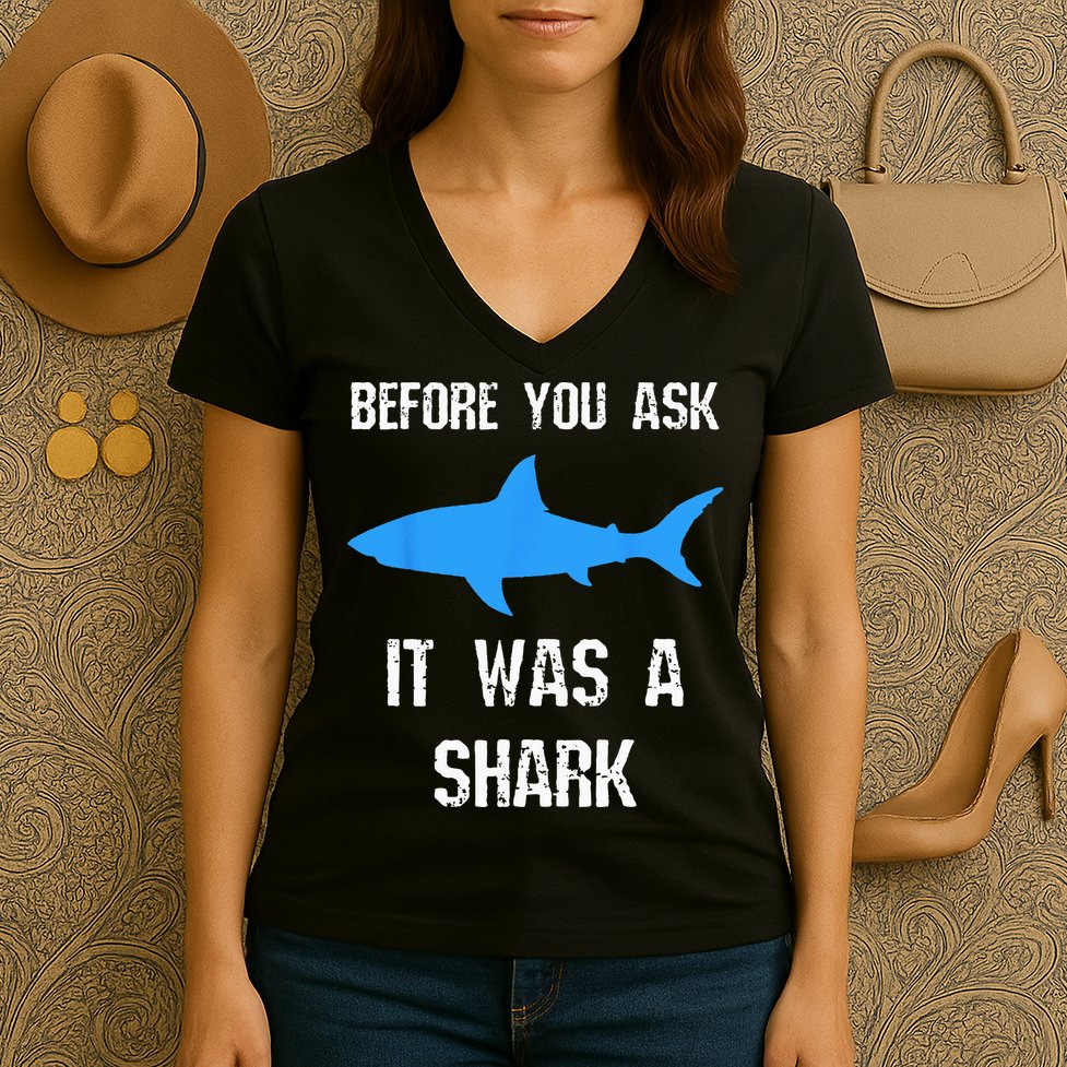 Funny Amputee Amputation Surgery Shark Humor Women's V-Neck T-Shirt