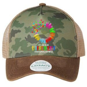 Funny Autism Awareness It's Ok To Be Different Puzzle Flower Legacy Tie Dye Trucker Hat