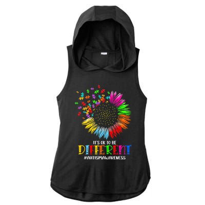 Funny Autism Awareness It's Ok To Be Different Puzzle Flower Ladies PosiCharge Tri-Blend Wicking Draft Hoodie Tank