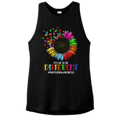 Funny Autism Awareness It's Ok To Be Different Puzzle Flower Ladies PosiCharge Tri-Blend Wicking Tank