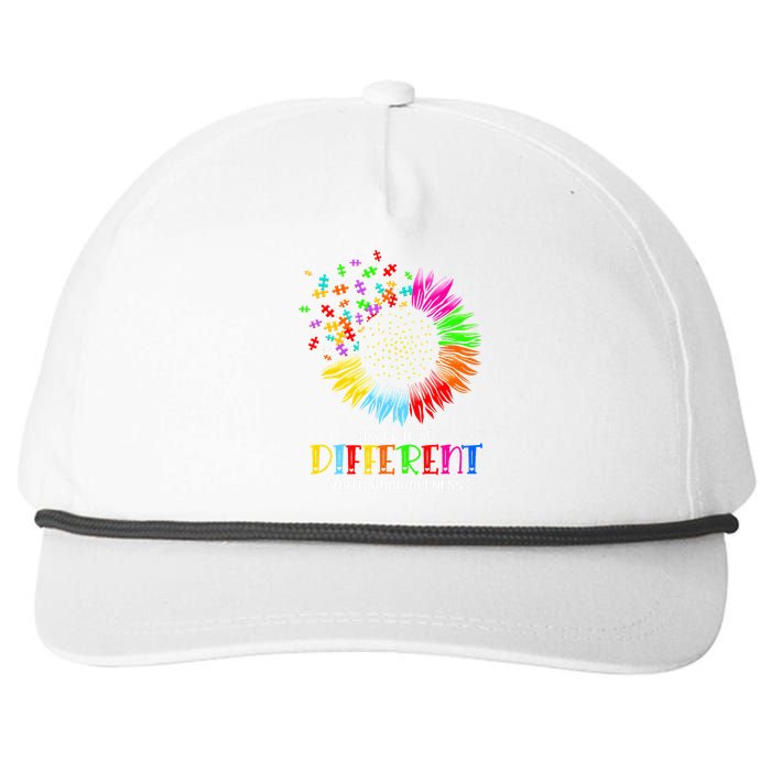 Funny Autism Awareness It's Ok To Be Different Puzzle Flower Snapback Five-Panel Rope Hat