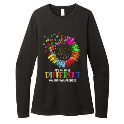 Funny Autism Awareness It's Ok To Be Different Puzzle Flower Womens CVC Long Sleeve Shirt