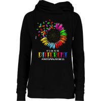 Funny Autism Awareness It's Ok To Be Different Puzzle Flower Womens Funnel Neck Pullover Hood