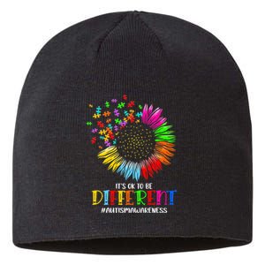 Funny Autism Awareness It's Ok To Be Different Puzzle Flower Sustainable Beanie