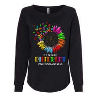 Funny Autism Awareness It's Ok To Be Different Puzzle Flower Womens California Wash Sweatshirt