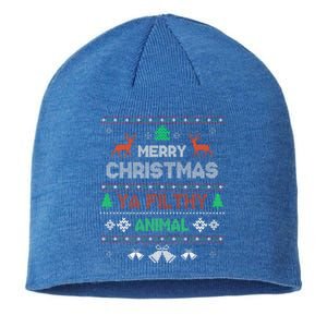 Funny Alone At Home Movies Merry Christmas You Filty Animal Sustainable Beanie