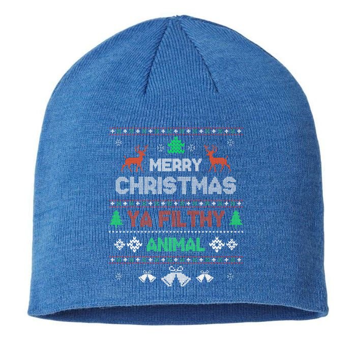 Funny Alone At Home Movies Merry Christmas You Filty Animal Sustainable Beanie