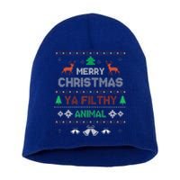 Funny Alone At Home Movies Merry Christmas You Filty Animal Short Acrylic Beanie