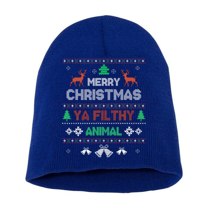 Funny Alone At Home Movies Merry Christmas You Filty Animal Short Acrylic Beanie