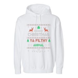 Funny Alone At Home Movies Merry Christmas You Filty Animal Garment-Dyed Fleece Hoodie