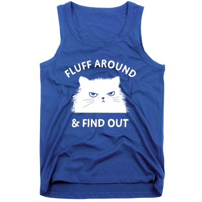 Fluff Around And Find Out Funny Cat Adult Humor Short Sleeve Gift Small Tank Top