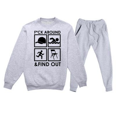 Fuck Around And Find Out Hat Chair Swim Run Premium Crewneck Sweatsuit Set