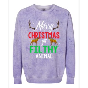 Funny Alone At Home Movies Merry Christmas You Filty Animal Gift Colorblast Crewneck Sweatshirt