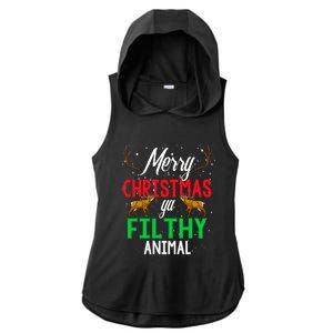 Funny Alone At Home Movies Merry Christmas You Filty Animal Gift Ladies PosiCharge Tri-Blend Wicking Draft Hoodie Tank