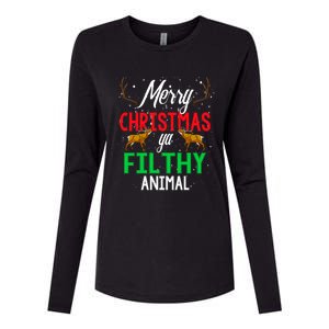 Funny Alone At Home Movies Merry Christmas You Filty Animal Gift Womens Cotton Relaxed Long Sleeve T-Shirt